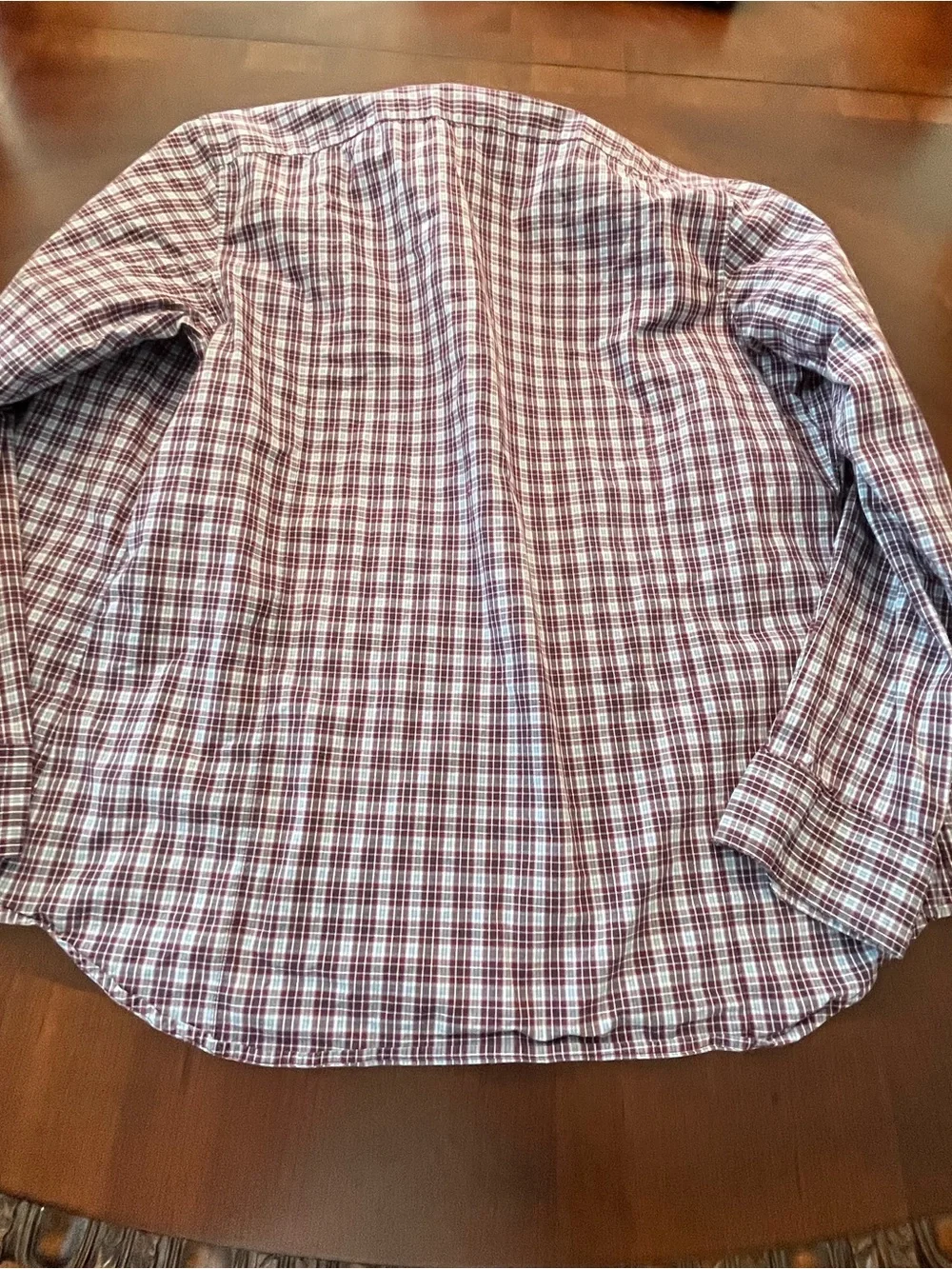 Banana Republic Men's Burgundy and White Plaid Button-Down Shirt